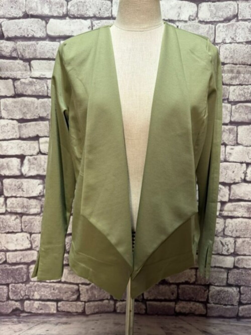 Elements By Isaac Mizrahi Green No Close Long Sleeve Jacket Size M